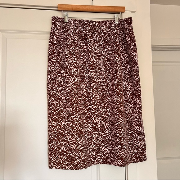 J. Crew Spotted Animal Print Midi Skirt Women’s Large Brown Cream Western Career - Picture 4 of 10